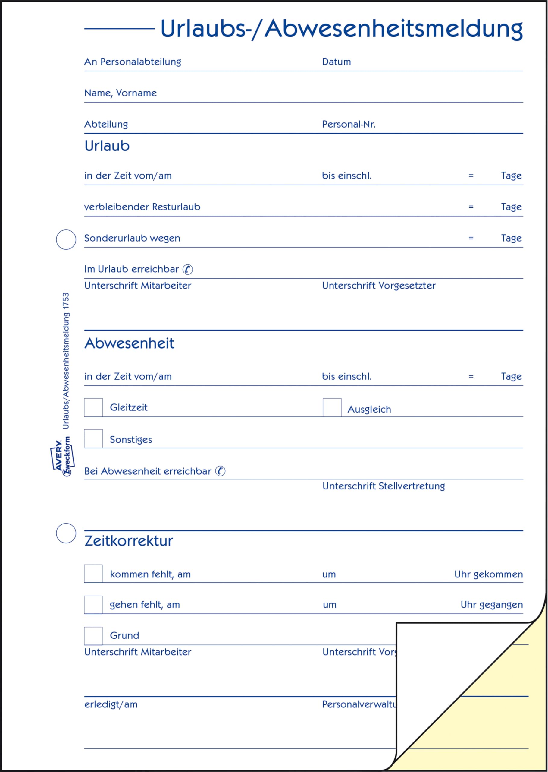 avery-zweckform-1753-urlaubs-abwesenheitsmeldung-a5-wei-gelb image 2