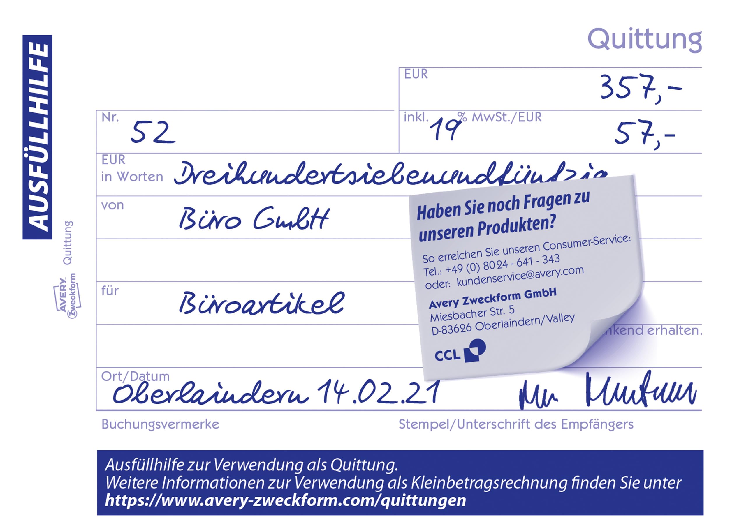 avery-zweckform-1255-quittungsblock-a6-quer-100-blatt-mit-mwst image 3