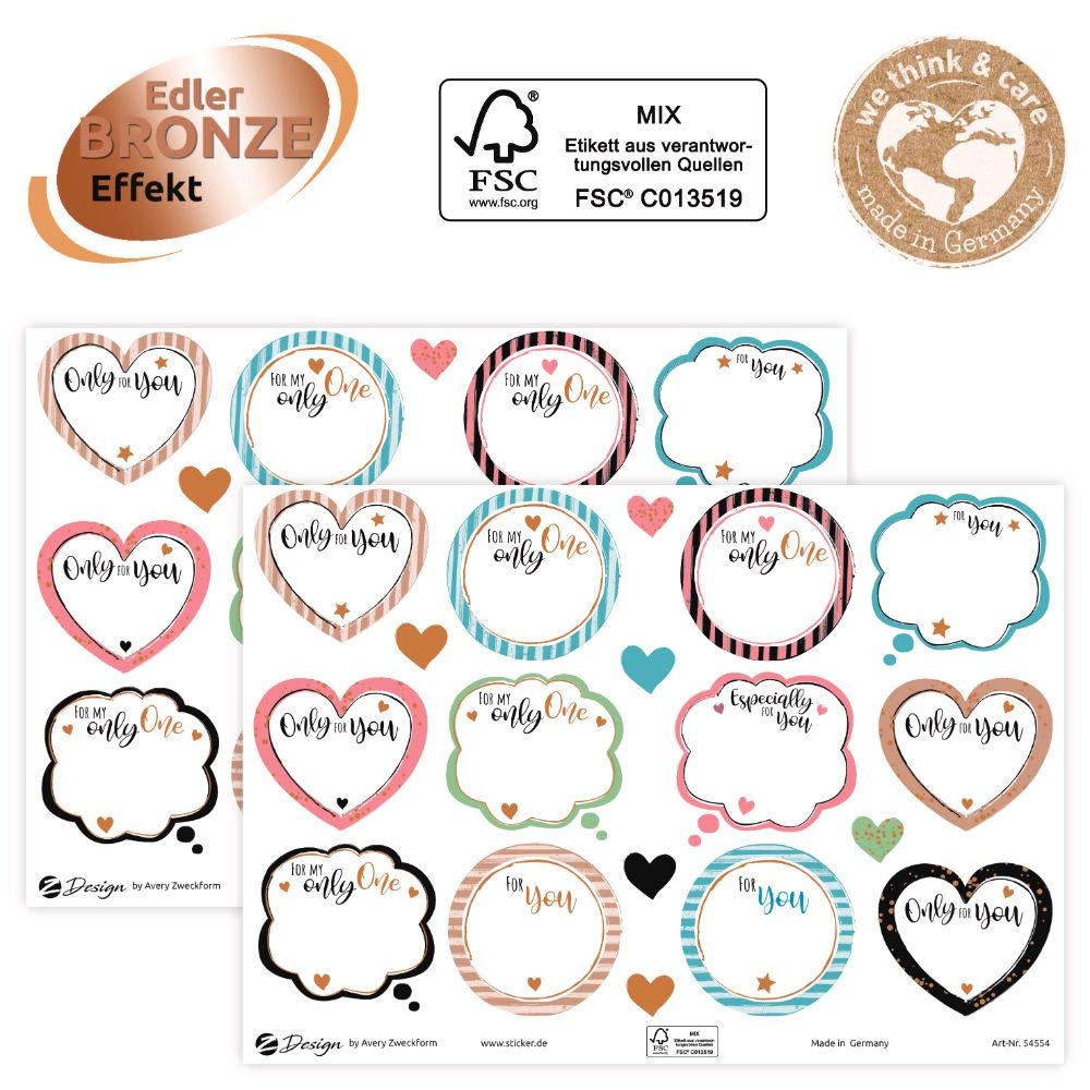 avery-zweckform-54554-geschenkaufkleber-for-you-bronzeeffekt-36-sticker-a5 image 4