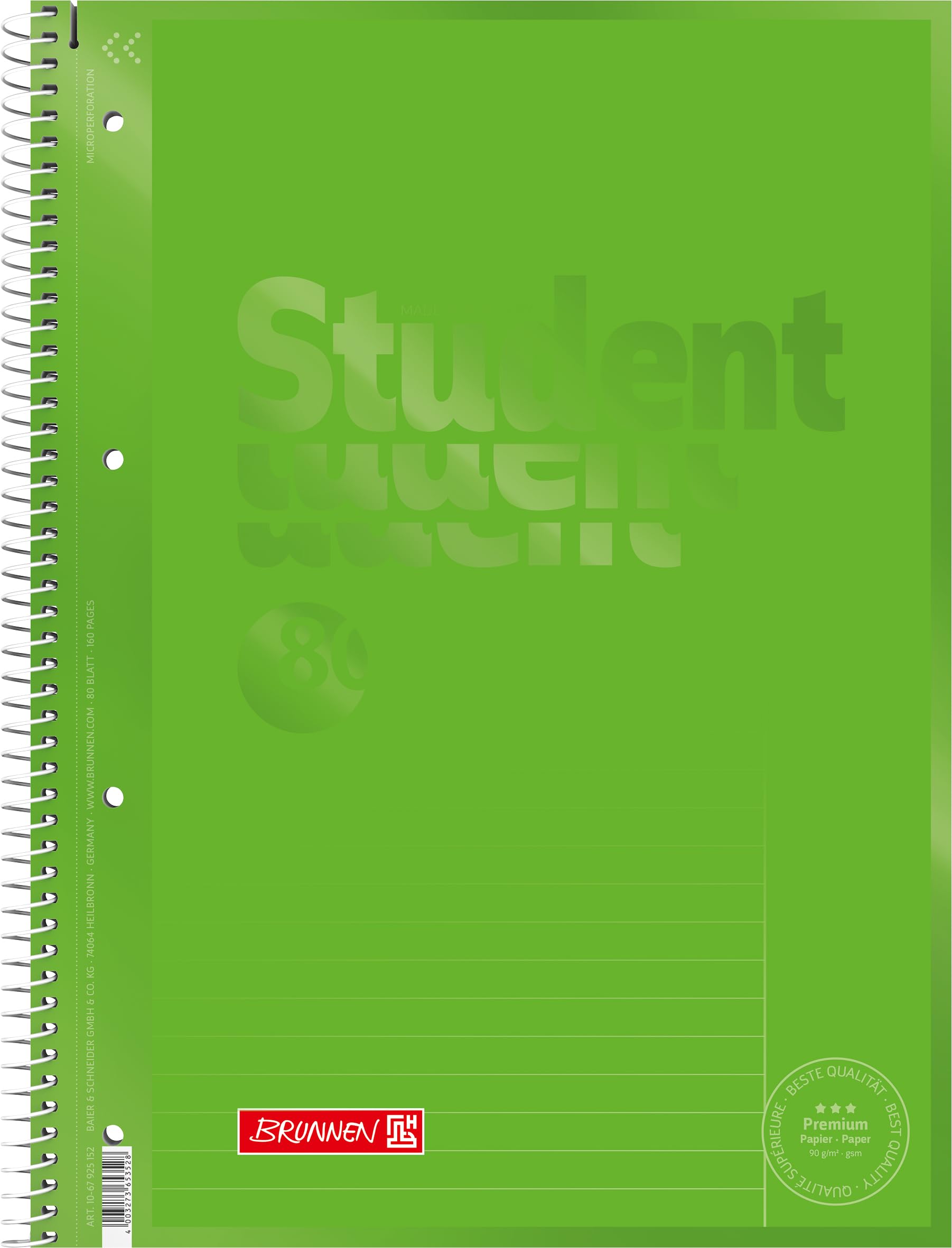 brunnen-collegeblock-premium-student-colour-code-a4-lineatur-25-80-blatt-kiwi image 1