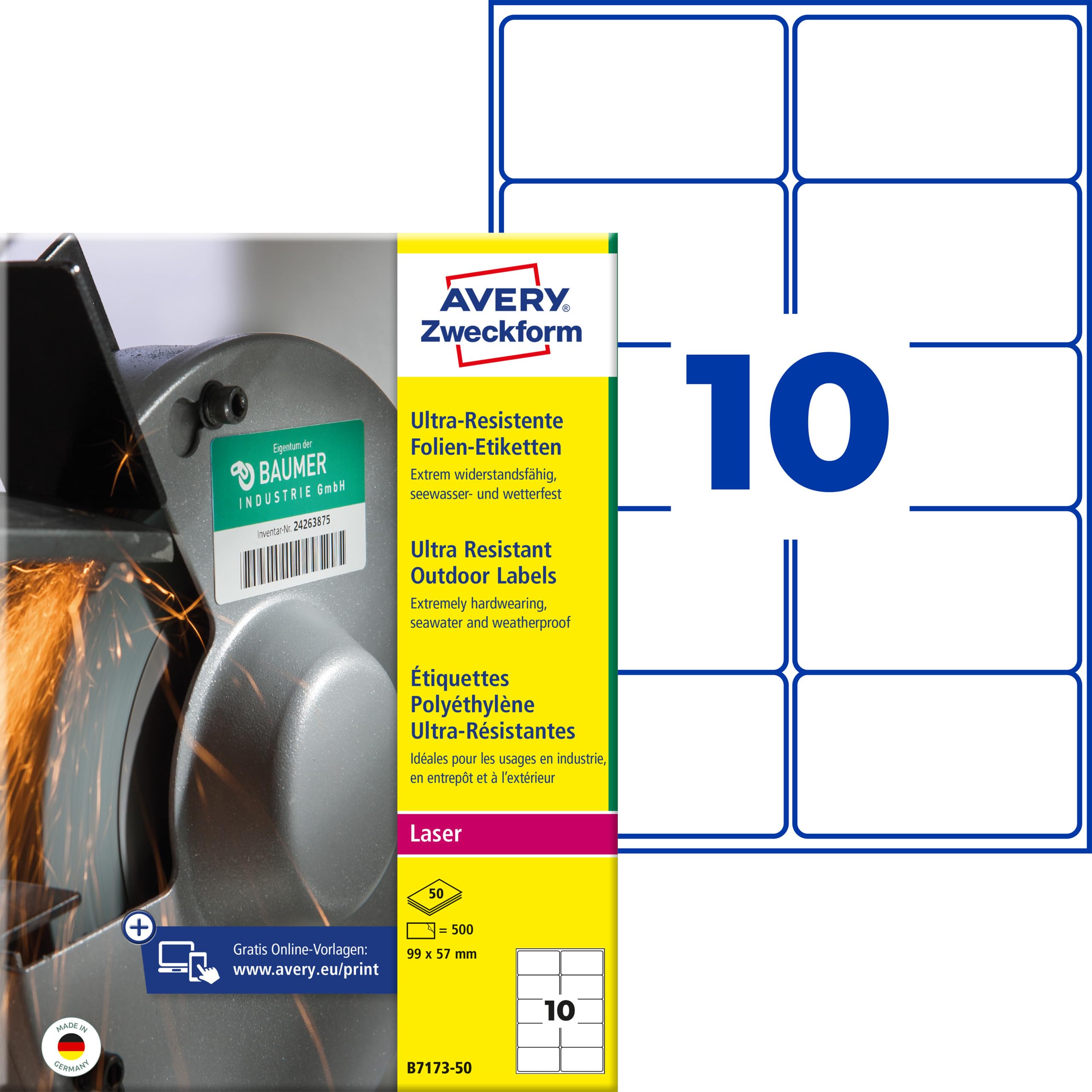 avery-zweckform-b7173-50-ultra-resistente-folienetiketten-99x57-mm-500-st-ck-wei image 1