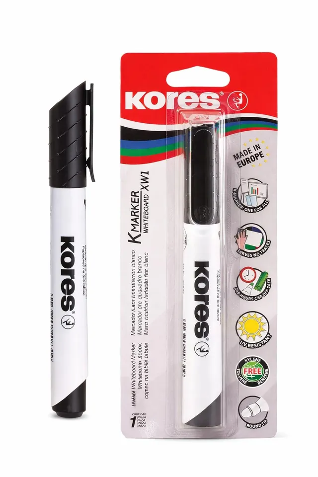 kores-xw1-k-marker-whiteboard-marker-schwarz-rundspitze-1-st-ck-blister image 1