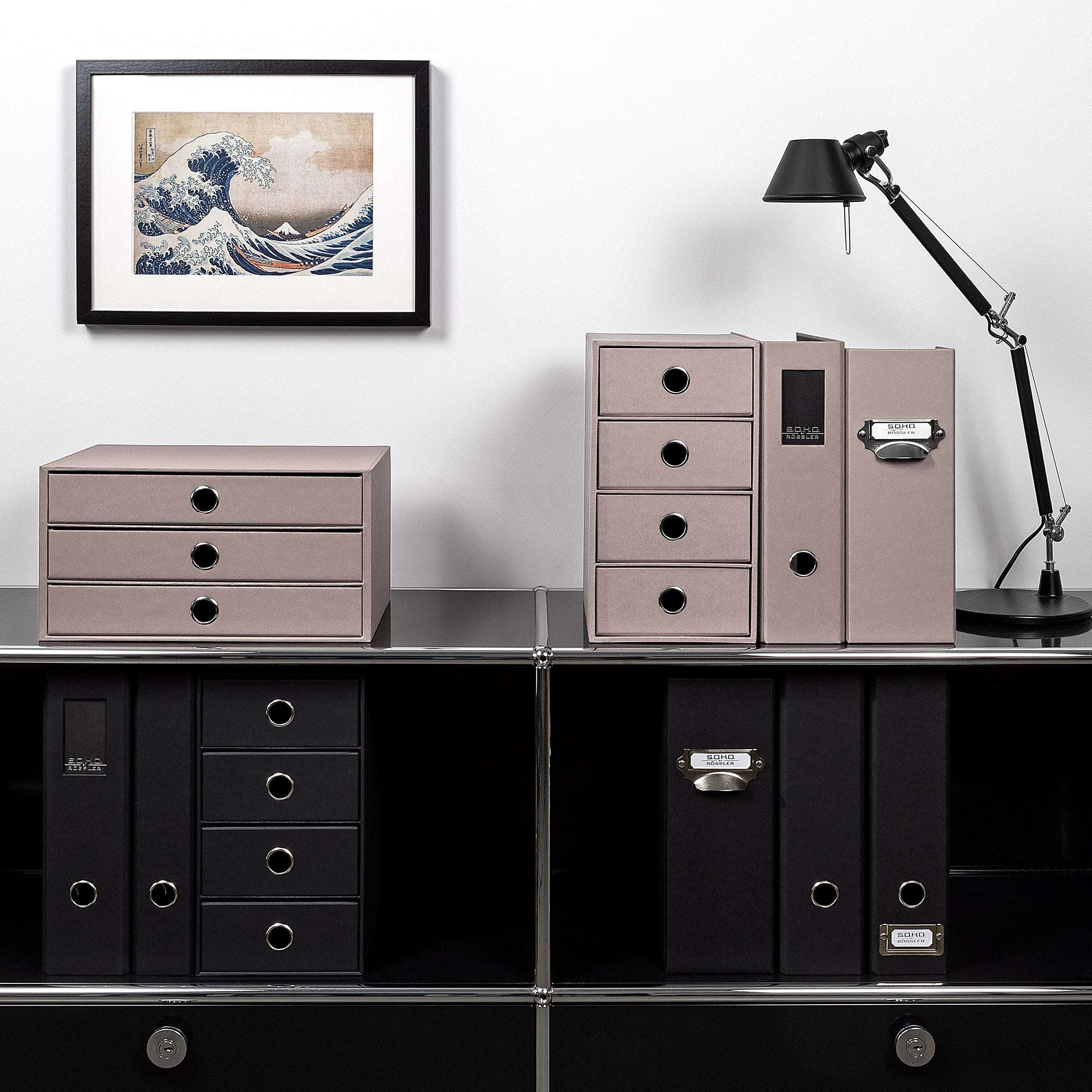 r-ssler-s-o-h-o-schubladenbox-a4-querformat-3-f-cher-taupe image 7