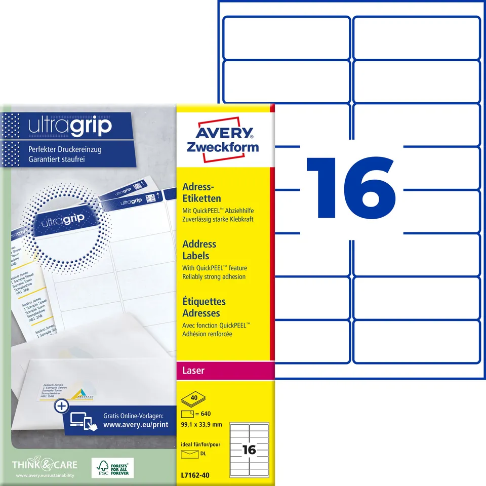 avery-zweckform-l7162-40-adressetiketten-99-1x33-9-mm-640-etiketten-wei-matt image 1