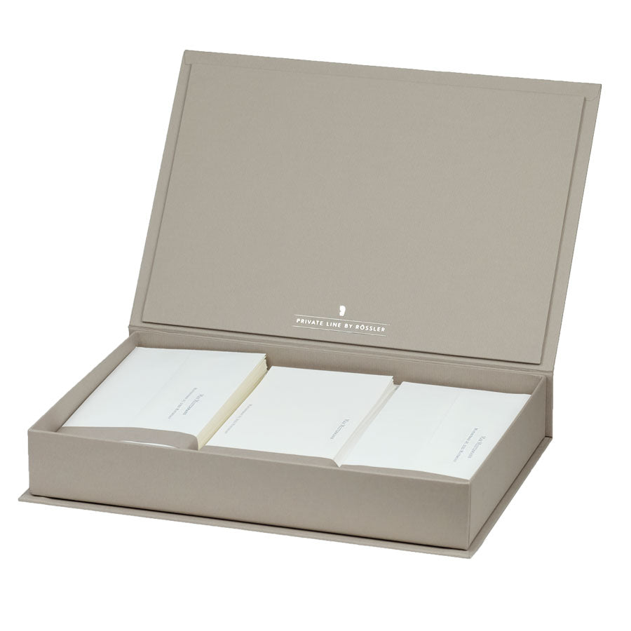 r-ssler-private-line-personalisierbare-briefpapier-kassette-wei-60-st-ck-taupe image 1