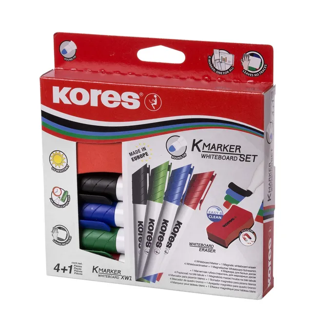 kores-k-marker-xw1-whiteboard-marker-set-4-farben-magnetl-schschwamm image 1