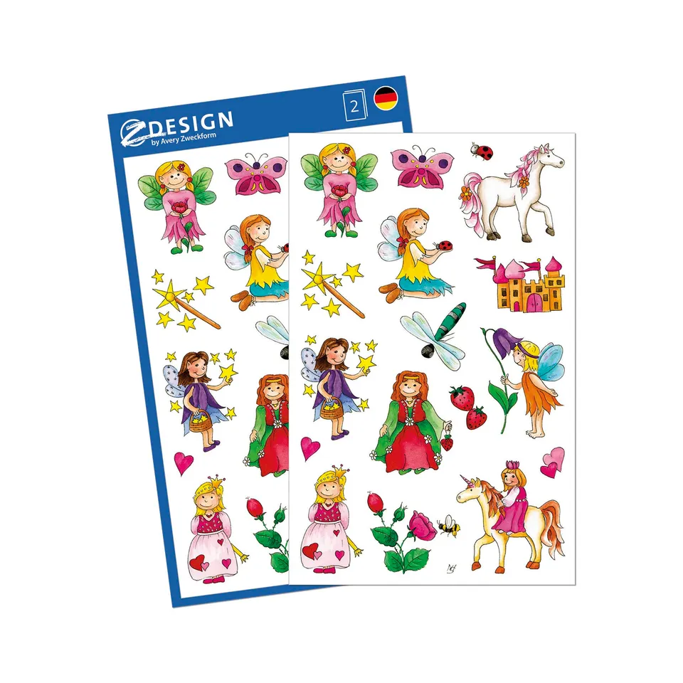 avery-zweckform-z-design-53208-kinder-papier-sticker-fee-prinzessin-einhorn-34-a image 1