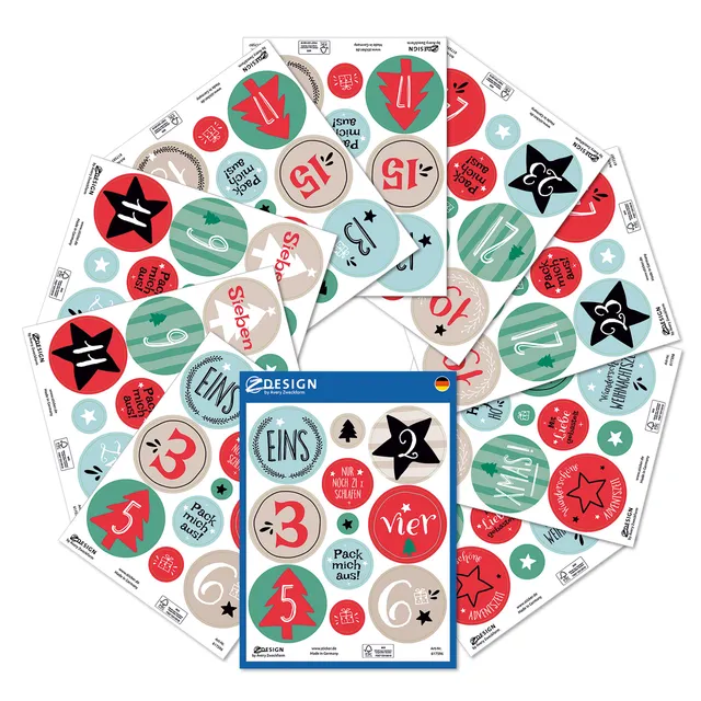 avery-zweckform-51010-z-design-sticker-adventskalender-zahlen-1-24-109-weihnacht image 1