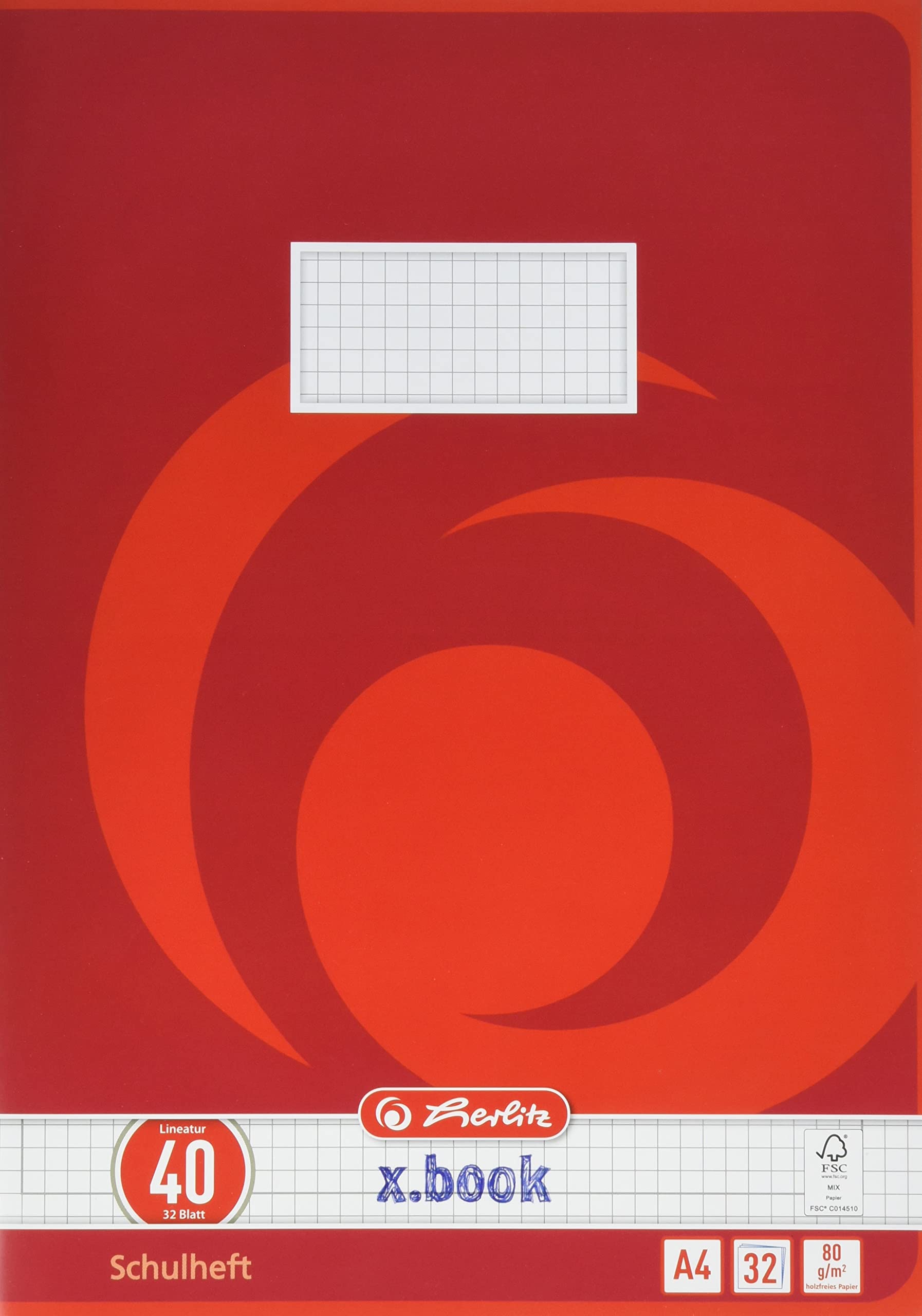 herlitz-schulheft-x-book-a4-lineatur-40-kariert-5er-pack-32-blatt image 1