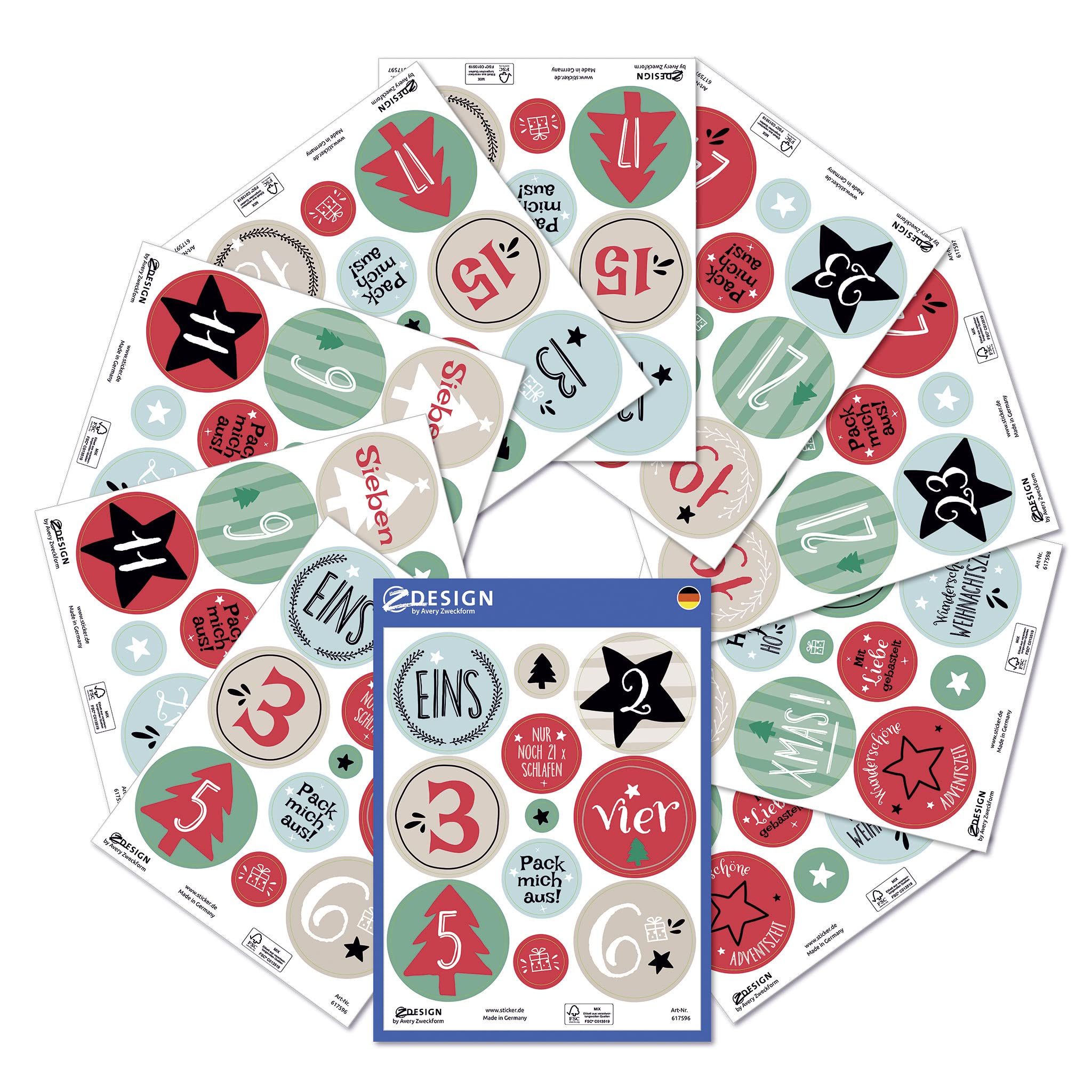 avery-zweckform-51010-z-design-sticker-adventskalender-zahlen-1-24-109-weihnacht image 4