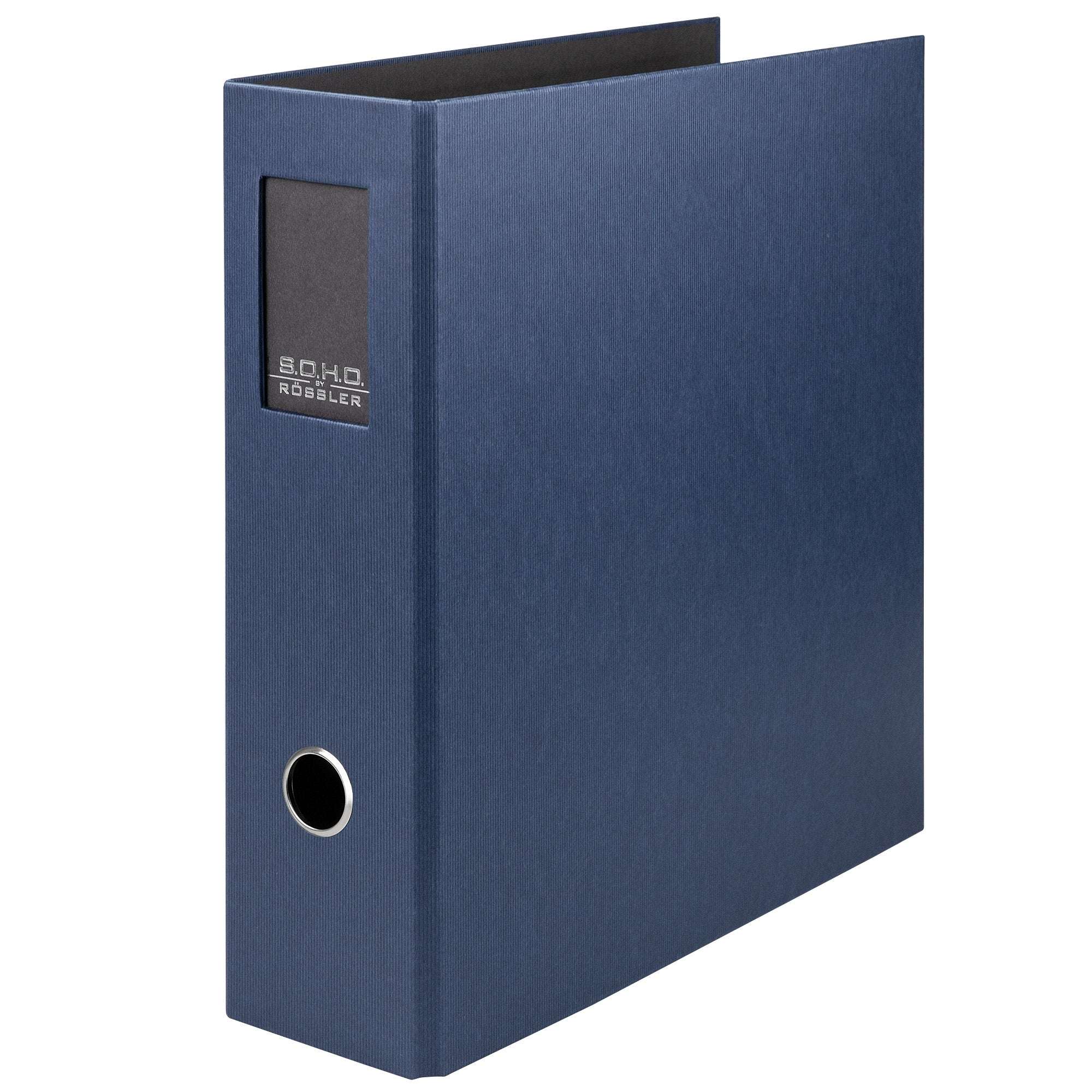 r-ssler-s-o-h-o-ordner-breit-a4-8-5-cm-mit-r-ckenschild-navy-blau image 1
