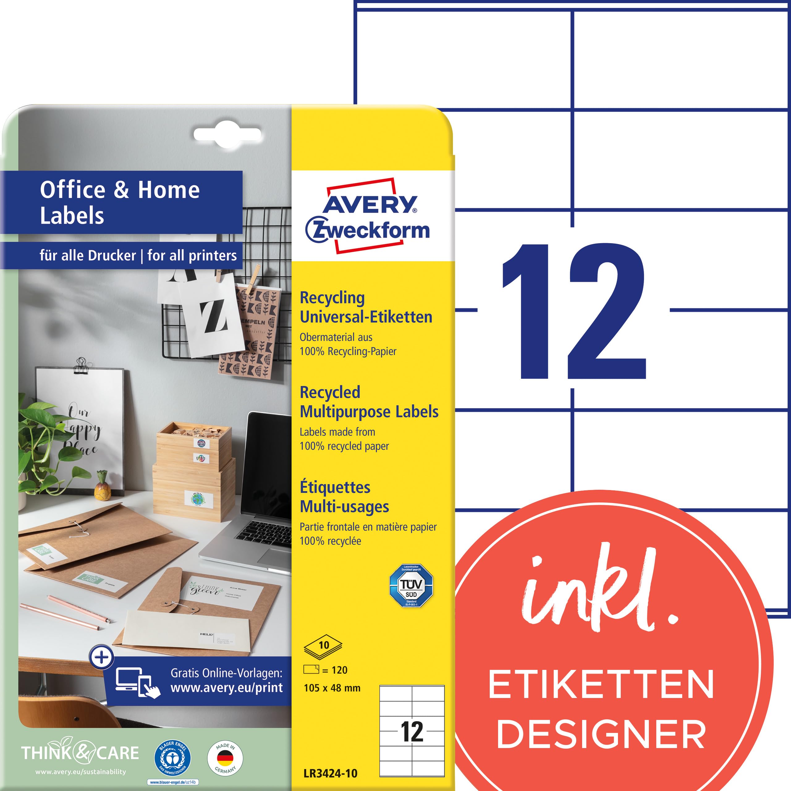 avery-zweckform-lr3424-10-recycling-etiketten-105x48mm-naturwei-120-adressaufkle image 1