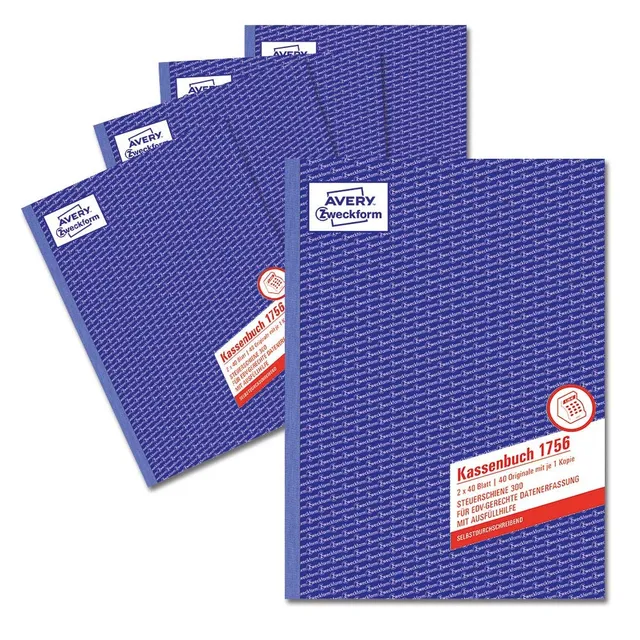 avery-zweckform-1756-5-kassenbuch-a4-2x40-blatt-selbstdurchschreibend-5er-pack image 1