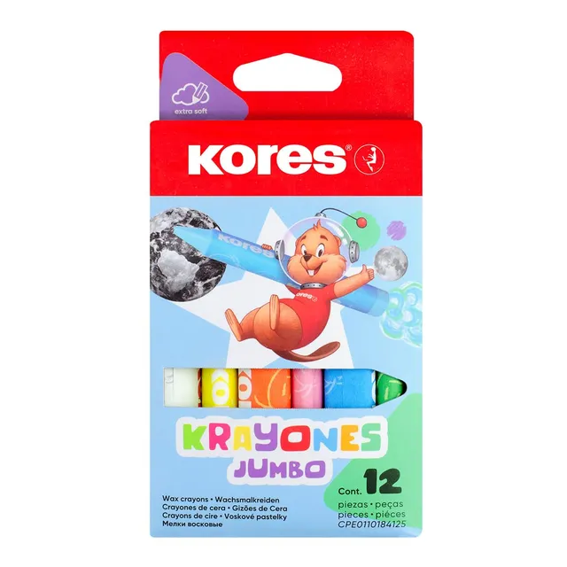 kores-krayones-wachsmalstifte-jumbo-dreikant-12-farben-sortiert image 1