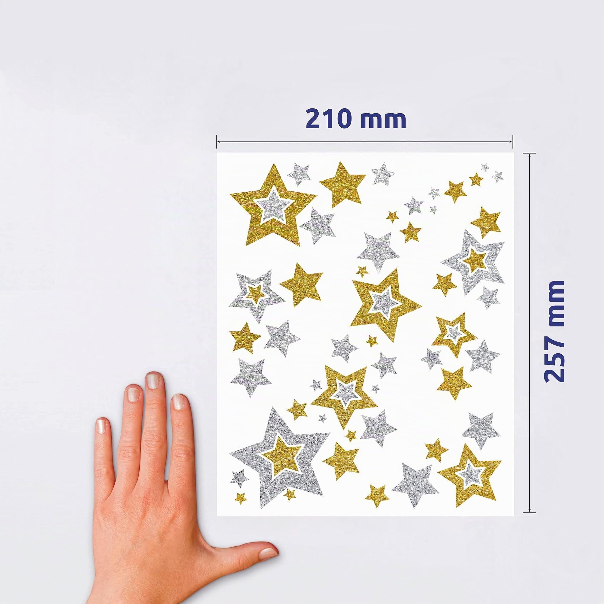 avery-zweckform-z-design-fensterbilder-weihnachten-sterne-gold-silber-6-aufklebe image 2
