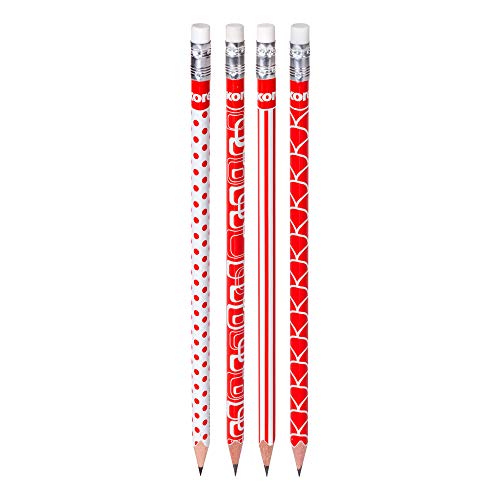 kores-grafitos-bleistifte-hb-12-st-ck-wei-rot-retro-design-mit-radiergummi image 5