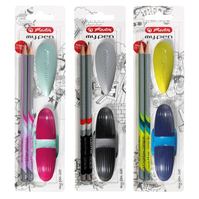 herlitz-starterset-my-pen-mit-2-bleistiften-hb-radierer-und-anspitzer image 1