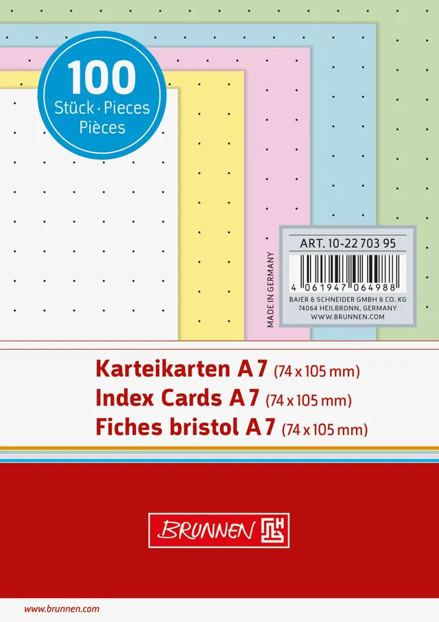 brunnen-karteikarten-a7-dotted-100-st-ck-5-farbig image 1