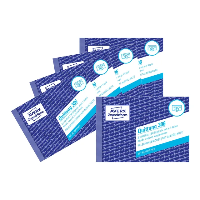 avery-zweckform-306-5-quittungsblock-a6-quer-2x50-blatt-5er-pack image 1