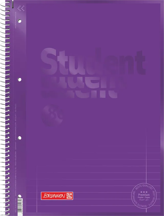 brunnen-collegeblock-premium-student-colour-code-a4-lin-27-liniert-80-blatt-purp image 1