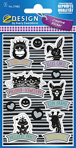 avery-zweckform-z-design-57082-deko-sticker-coole-tiere-11-tieraufkleber-mit-sil image 5