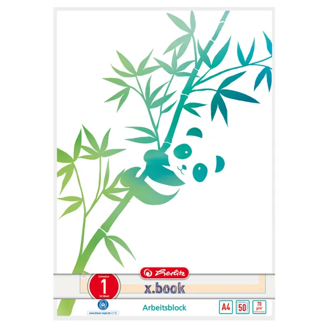 herlitz-arbeitsblock-a4-greenline-panda-lineatur-01-50-blatt-5-st-ck image 1