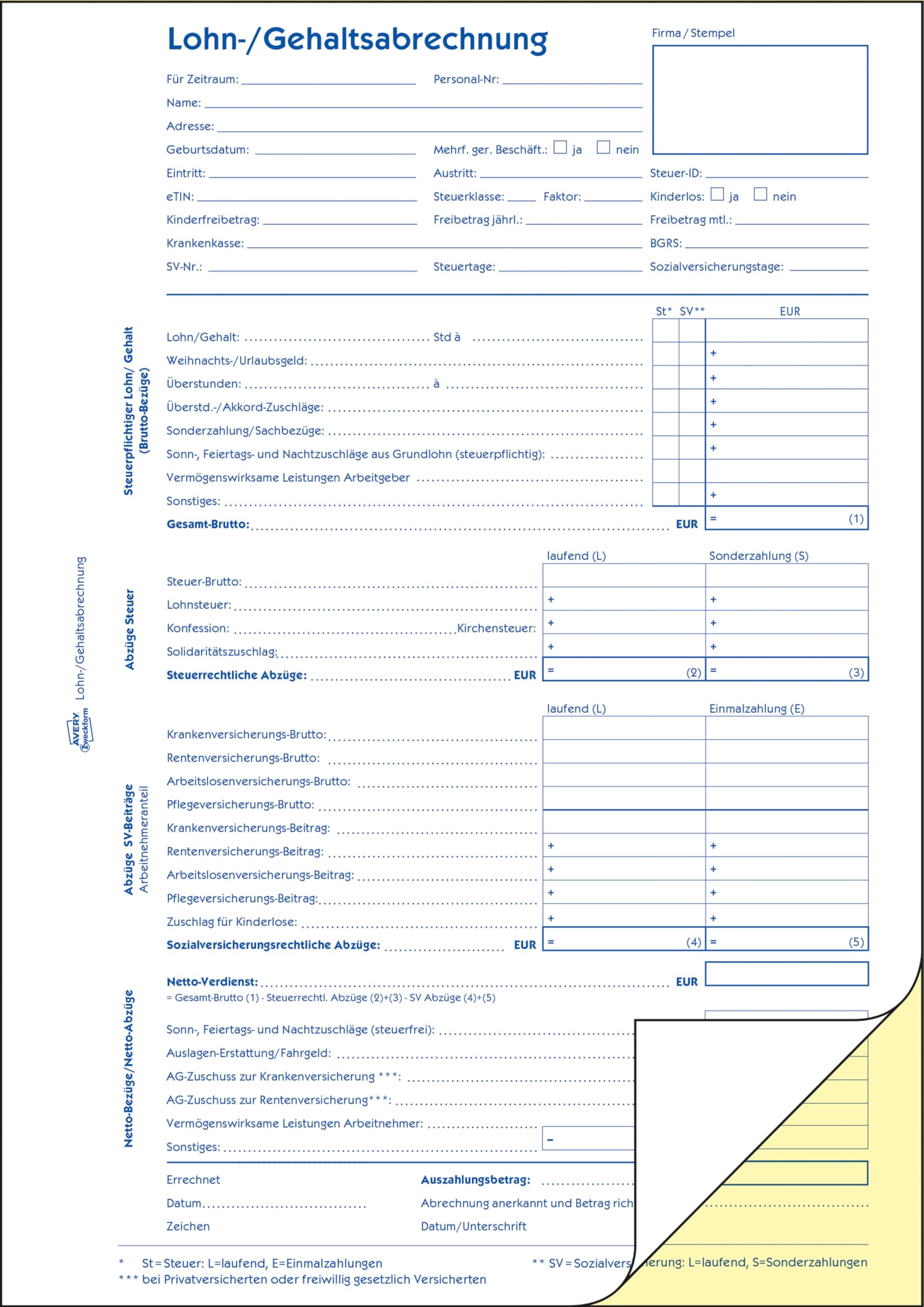 avery-zweckform-1759-lohn-gehaltsabrechnung-a4-selbstdurchschreibend-2x40-blatt image 2