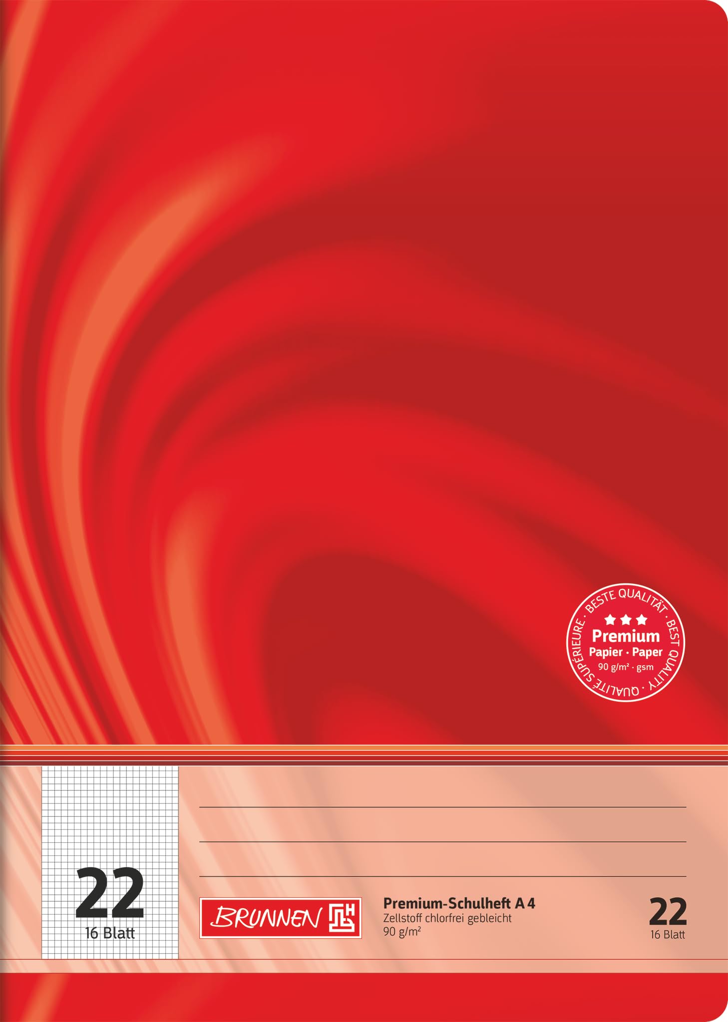brunnen-premium-schulheft-104472202-din-a4-16-blatt-kariert-lineatur-22-ohne-ran image 1