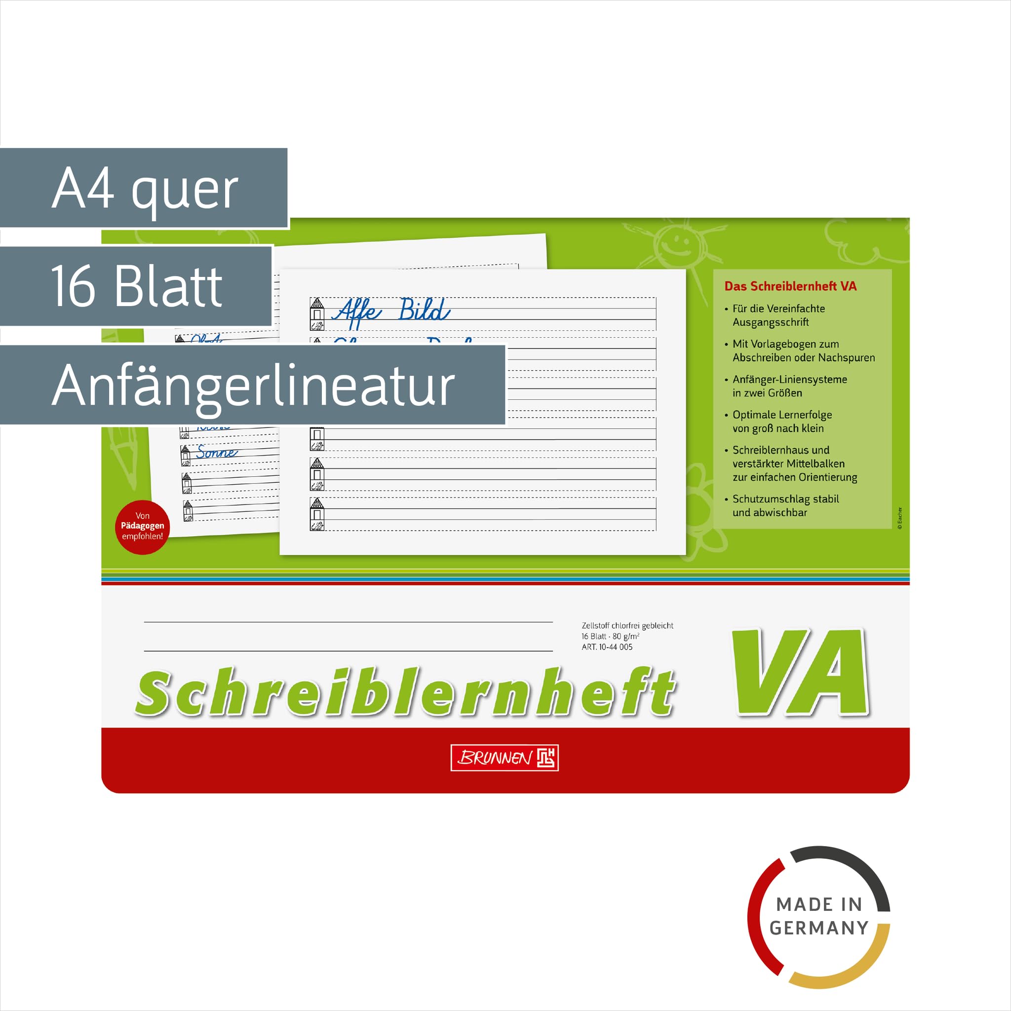 brunnen-schreiblernheft-va-a4-quer-16-blatt-mit-zwei-liniensystemen image 2