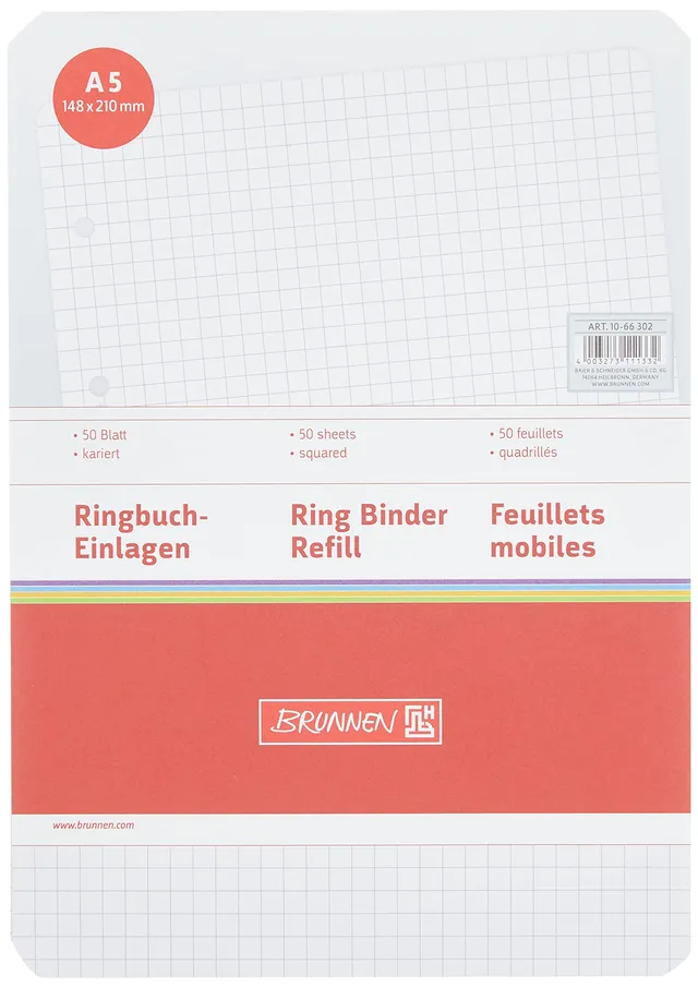 brunnen-ringbucheinlagen-a5-kariert-50-blatt-70-g-m-wei image 1