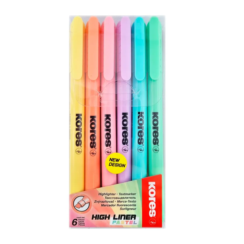 kores-high-liner-pastell-textmarker-6er-set-keilspitze image 1
