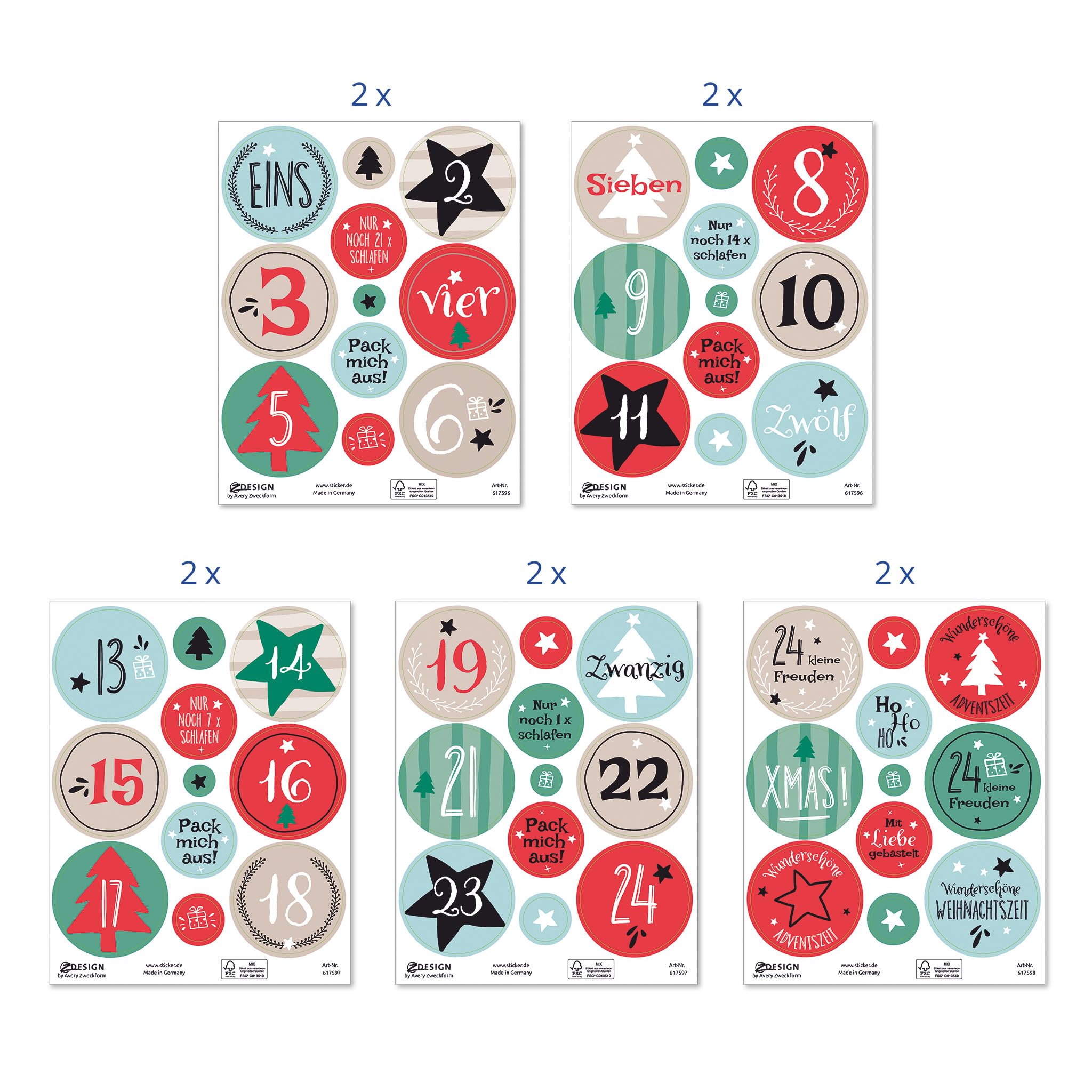 avery-zweckform-51010-z-design-sticker-adventskalender-zahlen-1-24-109-weihnacht image 3