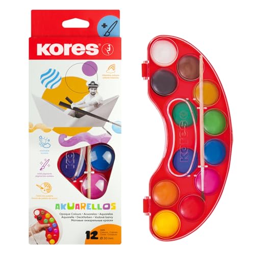 kores-akuarellos-wassermalfarbenset-12-farben-mit-palette-und-pinsel image 6