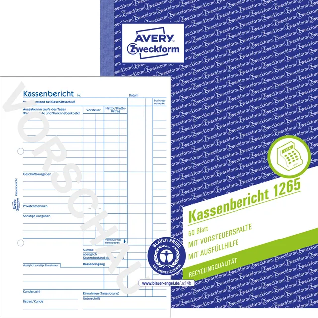 avery-zweckform-1265-recycling-kassenbericht-a5-50-blatt-mikroperforiert-f-r-de- image 1