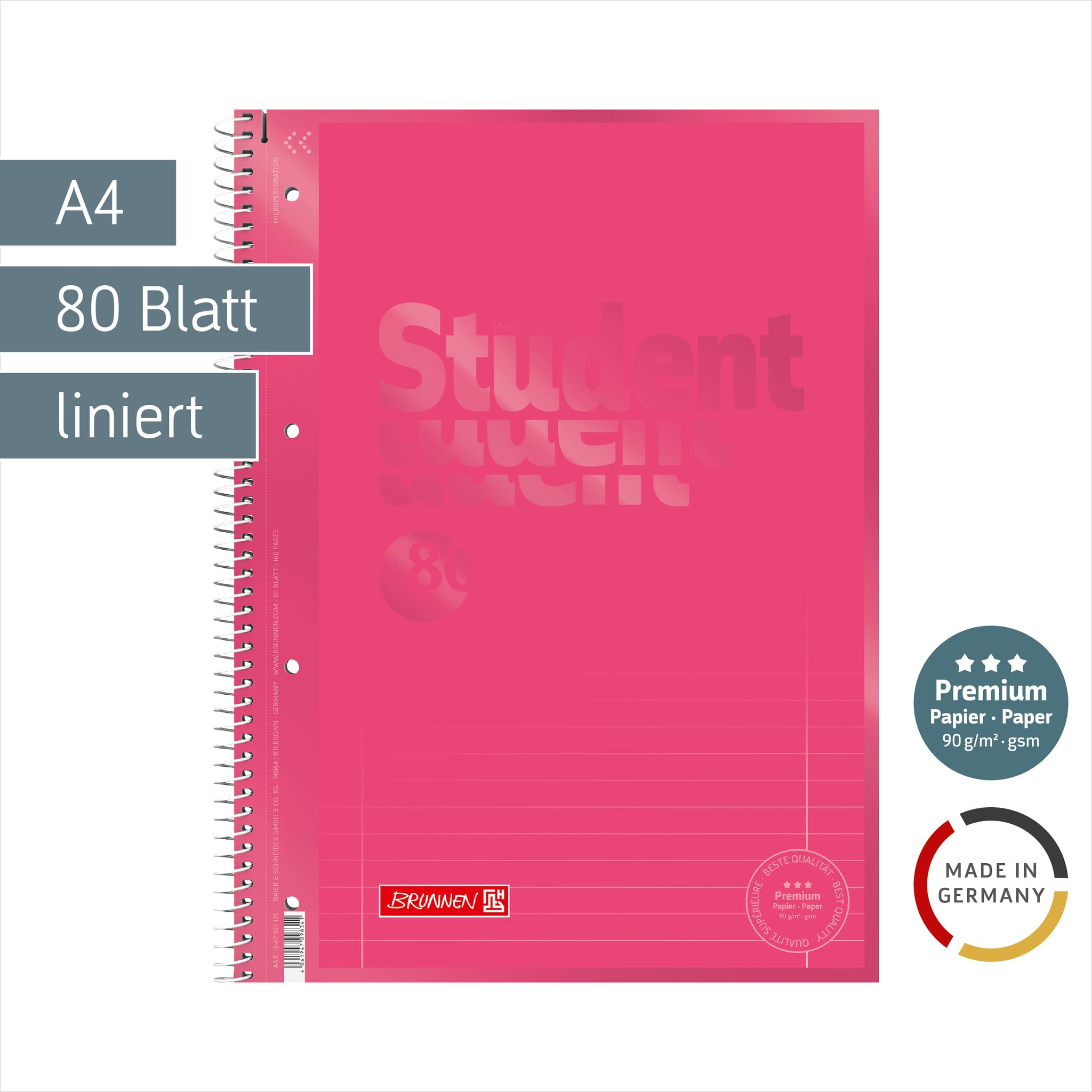 brunnen-collegeblock-premium-student-colour-code-a4-lineatur-27-80-blatt-tulip image 2
